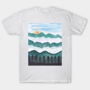 Cloudy Mountains - watercolor art T-Shirt